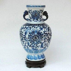 INPHIC-ZF-B205 景德鎮 陶瓷 青花瓷器 雕刻手繪 富貴鏈藤雙耳 陶瓷花瓶