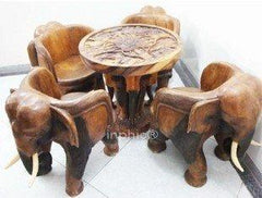 INPHIC-東南亞家居 飾品 工藝品 木雕 泰國風格 象茶幾一套
