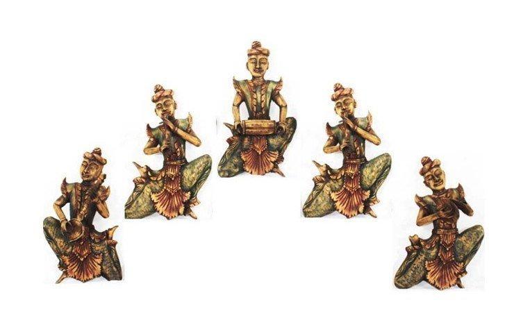 INPHIC-東南亞 家居飾品 泰國風格 木雕 掛飾 音樂人 組