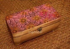 INPHIC-泰國工藝品柚木雕雞蛋花香盒收納盒筆盒23cm泰國工廠特別訂製