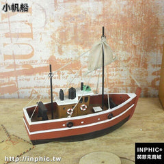 INPHIC-多款復古樹脂模型擺件仿古做舊電話機收音機打字機照相機裝飾道具-小帆船