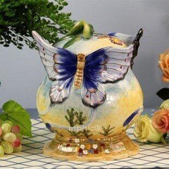 INPHIC-蝶舞 歐式手繪陶瓷 密封罐儲物罐糖果罐 家居實用擺設