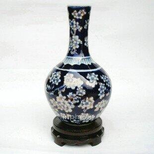 INPHIC-ZF-B802 景德鎮 描金青花手繪富貴連藤天球陶瓷花瓶 復古擺設