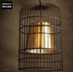 INPHIC-新中式復古鐵籠鳥籠燈創意客廳酒吧餐廳日式茶樓火鍋店吊燈-舊色中款