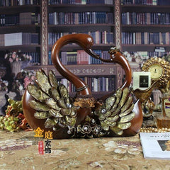 INPHIC-複古木紋情侶插花天鵝 工藝品家居擺設歐式家飾主臥擺飾(一對)