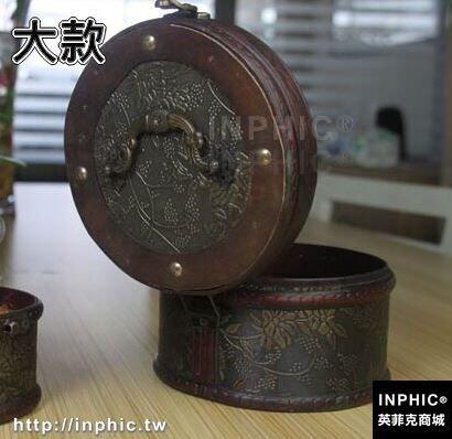 INPHIC-套裝 歐式復古圓形懷舊收納小木盒子仿古首飾盒 女友禮物攝影道具-大款