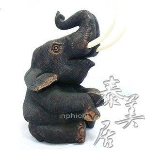 INPHIC-東南亞家居飾品 泰式工藝品 木雕擺飾 家居擺設原木蹲坐小象