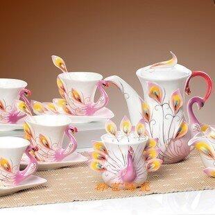 INPHIC-孔雀琺瑯瓷咖啡茶具套裝家居餐廳擺飾裝飾品送人生日品