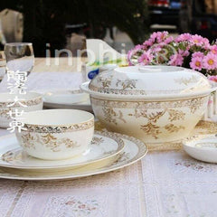 INPHIC-景德鎮描金56頭骨瓷餐具套裝韓碗盤碗碟