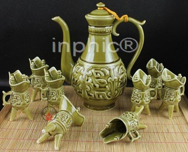 INPHIC-復古酒具套件 古代酒壺酒杯 棕色爵杯瓷 陶瓷酒具套裝 宮廷酒爵