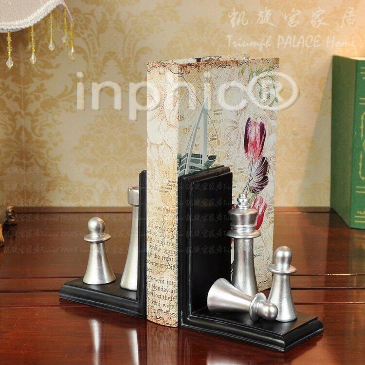 INPHIC-超值歐式創意國際象棋書檔靠書立 家居裝飾擺件 書房擺設實用裝飾