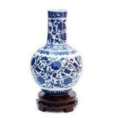 INPHIC-ZF-B010 景德鎮 陶瓷 青花連藤陶瓷天球花瓶 復古裝飾 工藝擺飾