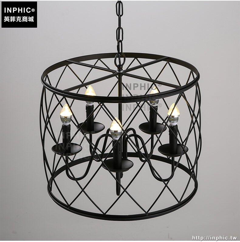 INPHIC- 美式鄉村鐵藝吊燈蠟燭臺鐵籠個性復古主題酒吧餐廳客廳吊燈