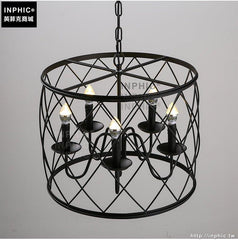 INPHIC- 美式鄉村鐵藝吊燈蠟燭臺鐵籠個性復古主題酒吧餐廳客廳吊燈