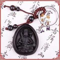 INPHIC-宗教 開光烏木南無虛空藏菩薩鑰匙扣生肖牛虎守護神屬牛虎本命佛