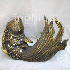 INPHIC-歐式客廳裝飾擺飾飾品泰國田園家居仿木金魚擺飾