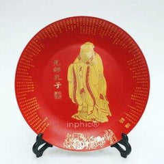 INPHIC-ZF-P038 景德鎮陶瓷盤 雕金裝飾盤 粉彩盤 掛盤 孔子 工藝品擺設