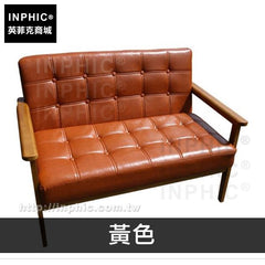 INPHIC-皮革兒童復古椅凳攝影道具雙人沙發收納凳家俱木質-黃色
