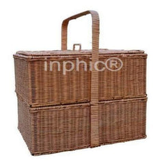 INPHIC-七折野餐籃手提購菜籃藤編購物籃收納菜籃子飯店多層竹藍