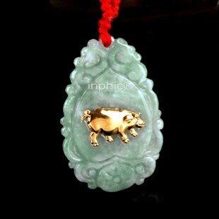 INPHIC-A級翡翠玉千足金吊墜 招財避邪生肖豬開運守護神00