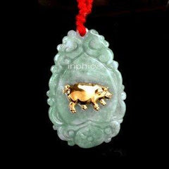 INPHIC-A級翡翠玉千足金吊墜 招財避邪生肖豬開運守護神00