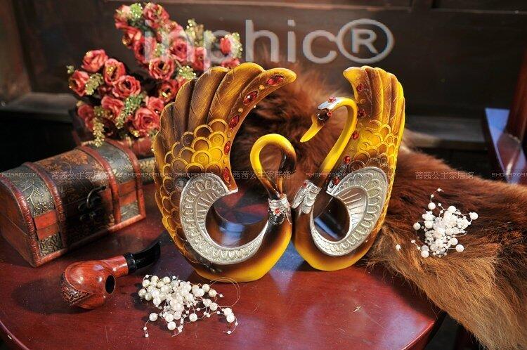 INPHIC-歐式大款樹脂浪漫天鵝復古家居裝飾品藝術時尚婚