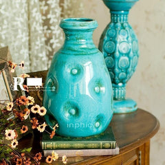 INPHIC-歐式地中海風格 阿提拉陶瓷開片裂紋圓點花器花壺 家居擺飾