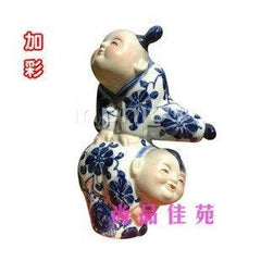INPHIC-快樂童年 青花童子娃娃陶瓷器雕塑擺飾 藝術品收藏