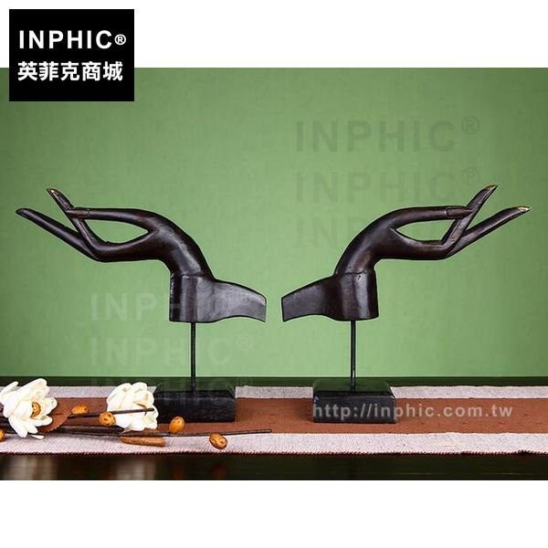 INPHIC-木雕佛手擺設泰國木質擺飾東南亞金蓮佛手招財手裝飾