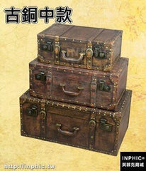 INPHIC-76cm奢華復古皮箱英倫手拎箱創意茶幾箱子老式皮箱婚紗酒吧道具箱-古銅中款