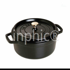 INPHIC-鑄鐵鍋具 圓形燉鍋 鑄鐵鍋 24cm 三色 黑色