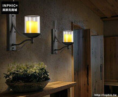 INPHIC- 美式鄉村風格臥室牆燈歐式復古走廊玻璃單頭鐵藝蠟燭臺壁燈-F款