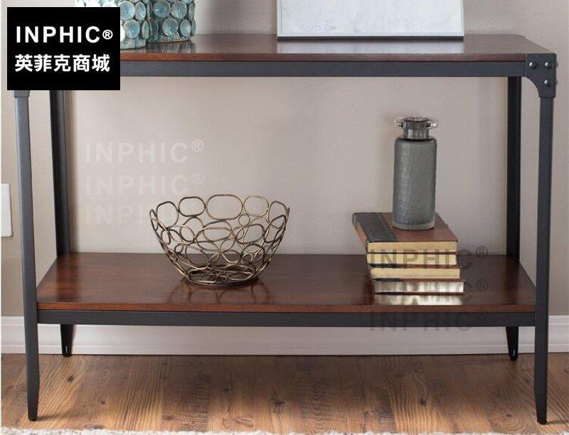 INPHIC-復古實木條案條幾簡約玄關桌玄關臺酒吧吧臺桌案幾案臺鐵藝佛供桌-桌80