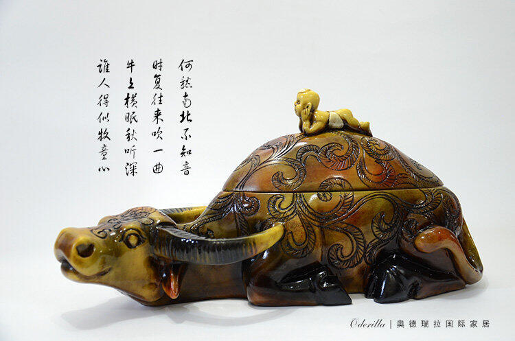 INPHIC-中式家居裝飾工藝老牛送子牛擺飾儲物盒