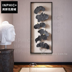 INPHIC-裝飾畫玄關泰國掛畫立體壁畫過道鐵藝荷葉實物畫東南亞