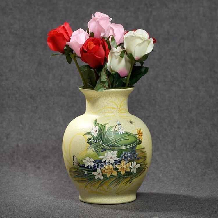 INPHIC-手繪彩繪裂紋雅卉花瓶 陶瓷裝飾品 創意家居日用品