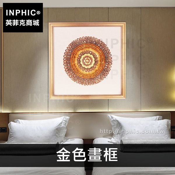 INPHIC-裝飾畫東南亞餐廳會所中式實物畫羽毛民宿掛畫客廳-金色畫框