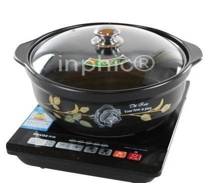 INPHIC-4.6L陶瓷火鍋煲玻璃蓋電磁爐燉煲砂鍋湯煲燉鍋湯鍋