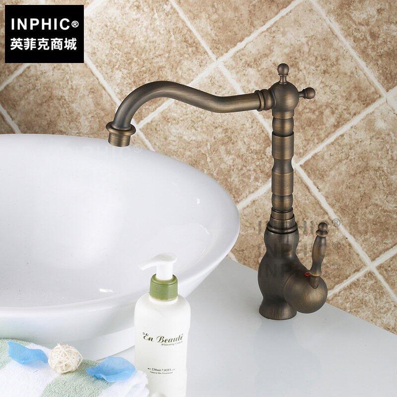 INPHIC-廚房水龍頭仿古全銅 歐式水槽冷熱龍頭 臉盆可用 可旋轉