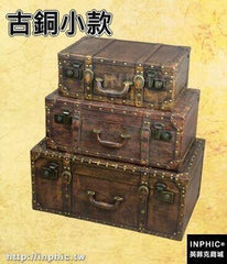 INPHIC-76cm奢華復古皮箱英倫手拎箱創意茶幾箱子老式皮箱婚紗酒吧道具箱-古銅小款