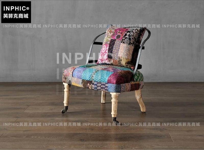 INPHIC-工業風復古沙發椅鐵藝家具 歐式美式個性咖啡店單人轉椅孔雀椅-E款