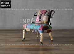 INPHIC-工業風復古沙發椅鐵藝家具 歐式美式個性咖啡店單人轉椅孔雀椅-E款