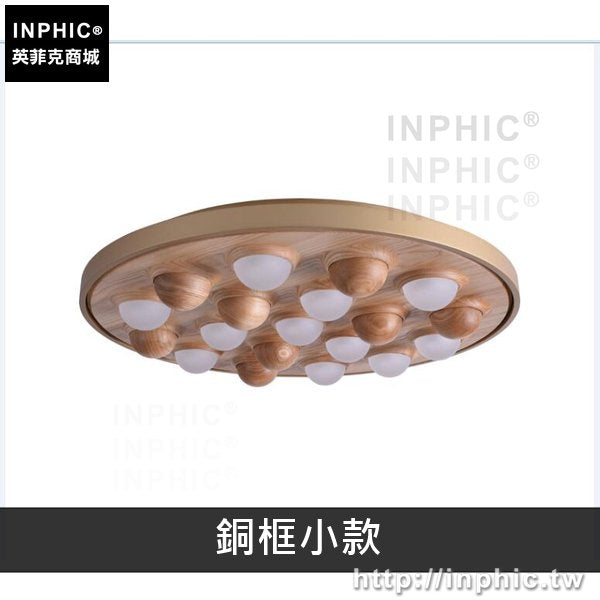 INPHIC-吸頂燈造型客廳燈藝術臥室書房新中式實木餐廳-淺木色銅框小款