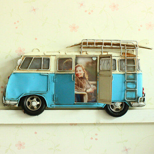 INPHIC-鐵皮複古相框相架 藍色 大眾巴士 工藝批發F