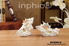 INPHIC-沙歐風情 白瓷描金海螺 簡約家居擺設 創意小擺飾工藝裝飾品