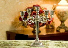 INPHIC-五頭歐式蠟燭臺合金鍍銀 裝飾擺飾