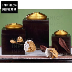 INPHIC-儲物罐子套裝收納盒擺飾裝飾泰國工藝品木質桌面裝飾品
