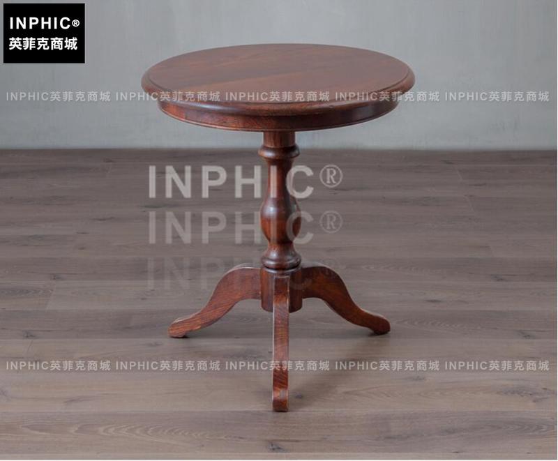 INPHIC-歐式鄉村風仿古做舊小圓桌 美法式電話臺圓形茶幾角幾-C款