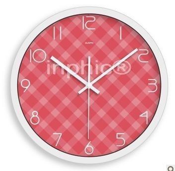 INPHIC-14吋掛鐘超靜音 表浪漫少女 粉紅格子