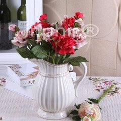 INPHIC-歐式水壺茶花花藝整體套裝 餐桌裝飾品花藝花插 茶花仿真花絹花